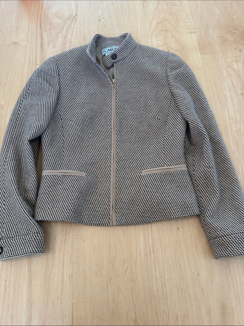 Carlisle Taupe and Black Textured Zip Jacket